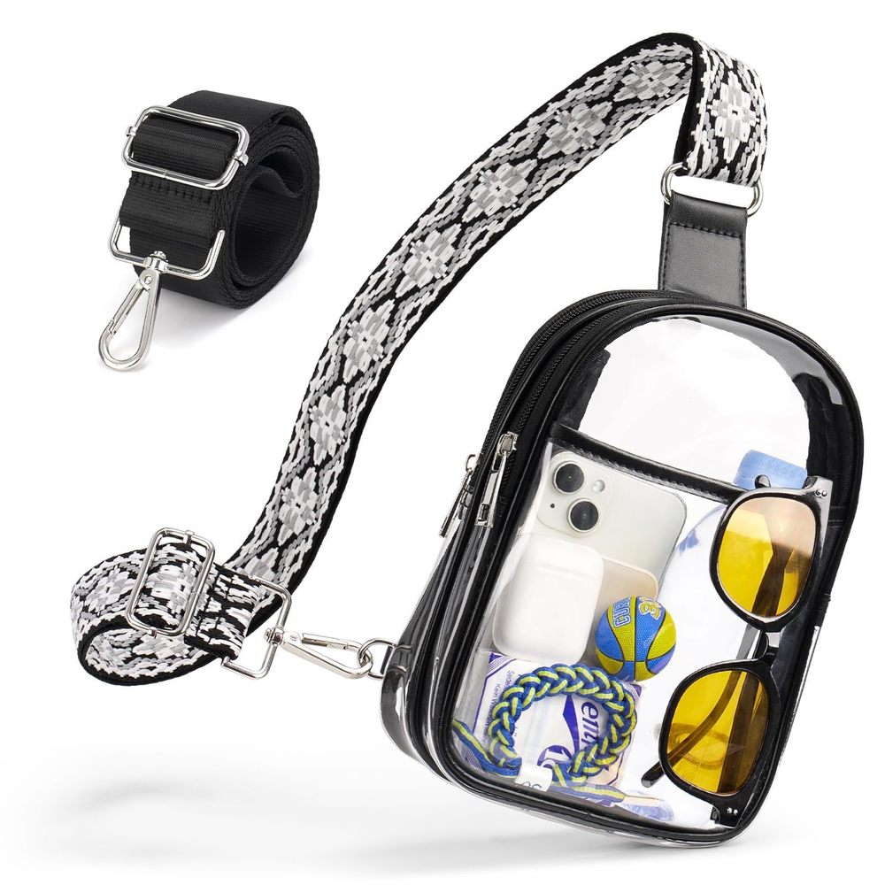 Clear Bag Stadium Events With 2 Extra-Long Straps, 4 Pockets Clear :|